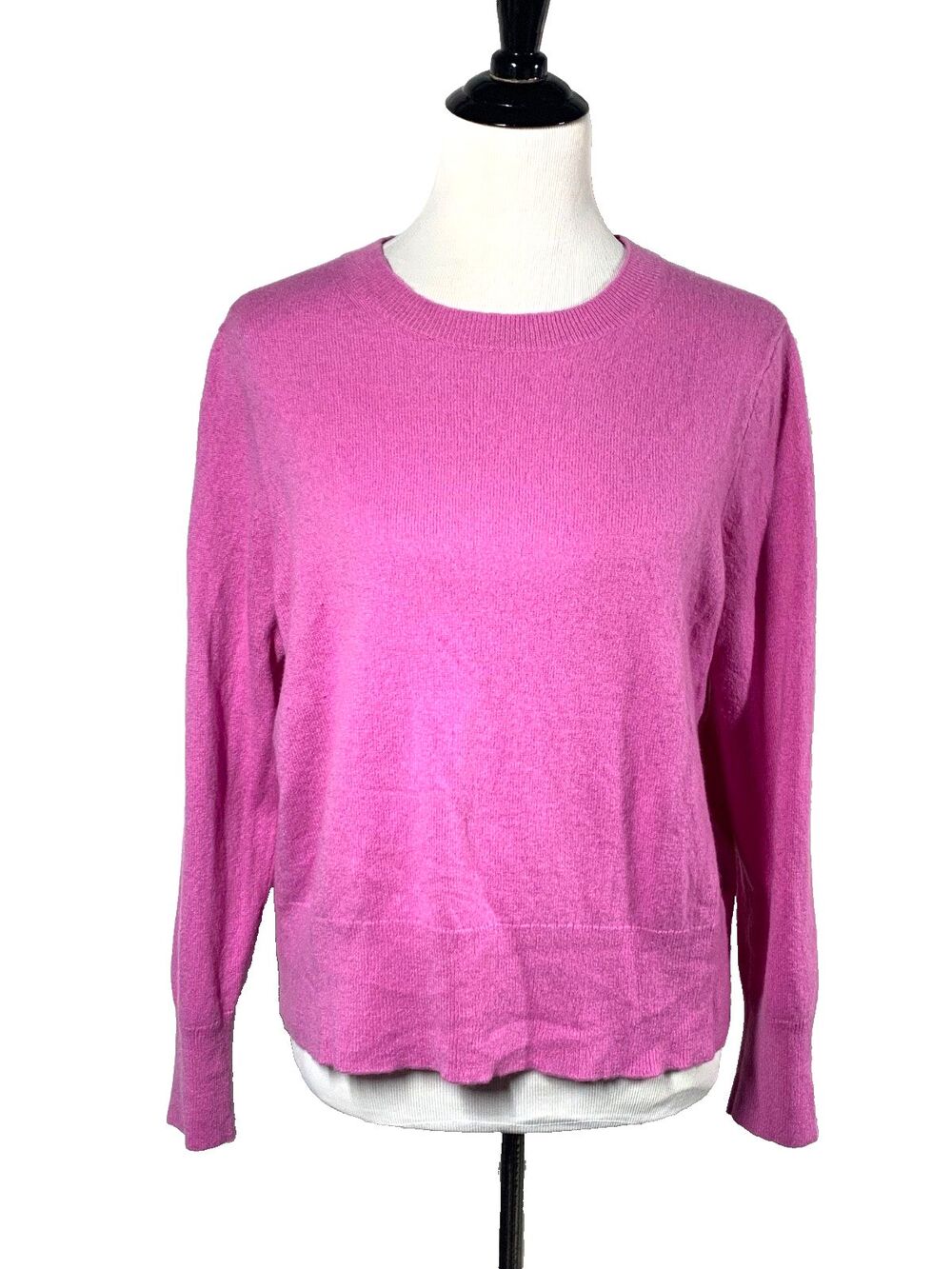 J Crew 100% Cashmere Classic Fit Crewneck Sweater Pink Bubblegum Fuchsia XL